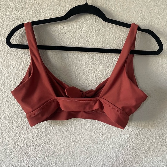 Aerie Longline Scoop Bikini Top Women’s M Rust Knot Front Keyhole Swimwear - Picture 5 of 10